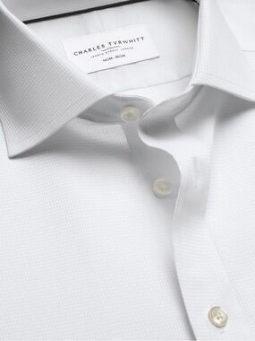NWT Charles Tyrwhitt Greenwich Weave Shirt - White